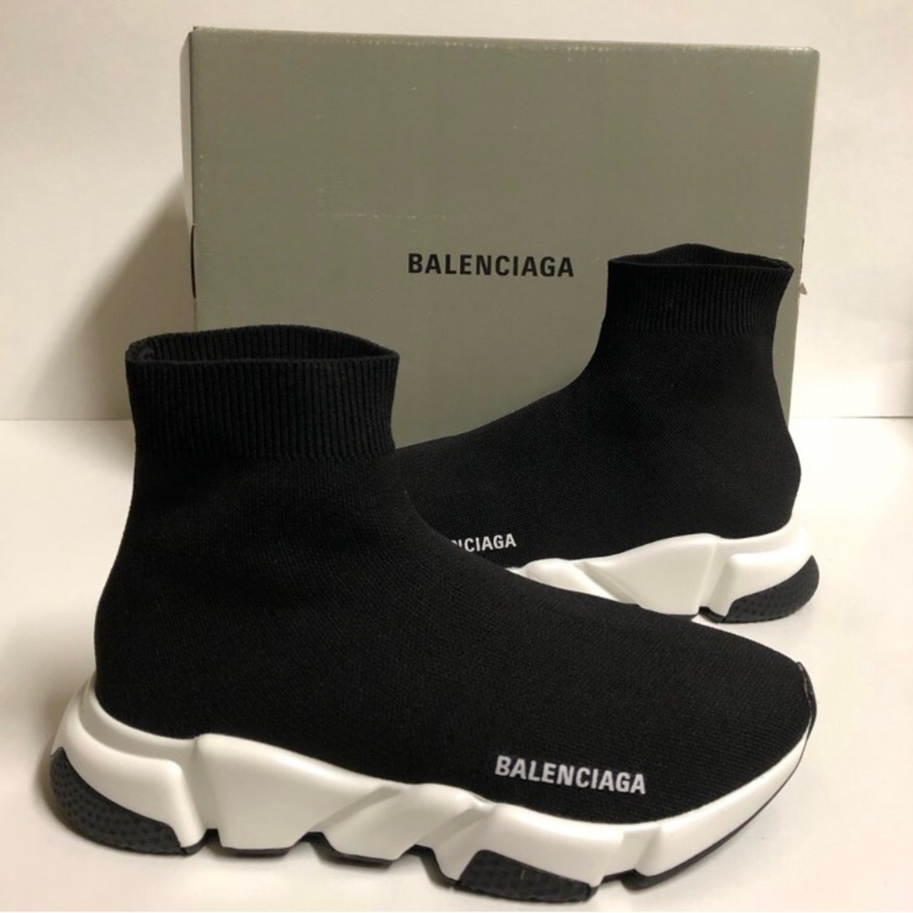 Balenciaga Speed Trainers Black White Women Size 5 NDS BTS Sock Sneakers